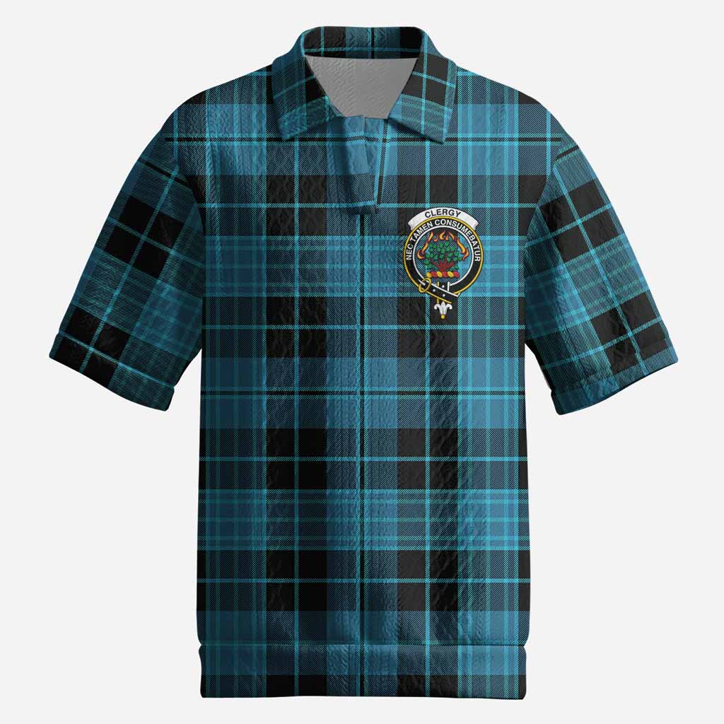 Clergy Tartan Men’s Polo Sweater Top with Family Crest
