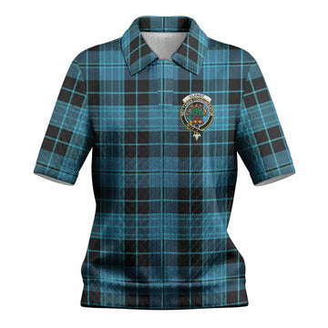 Clergy Tartan Women’s Polo Sweater Top with Family Crest