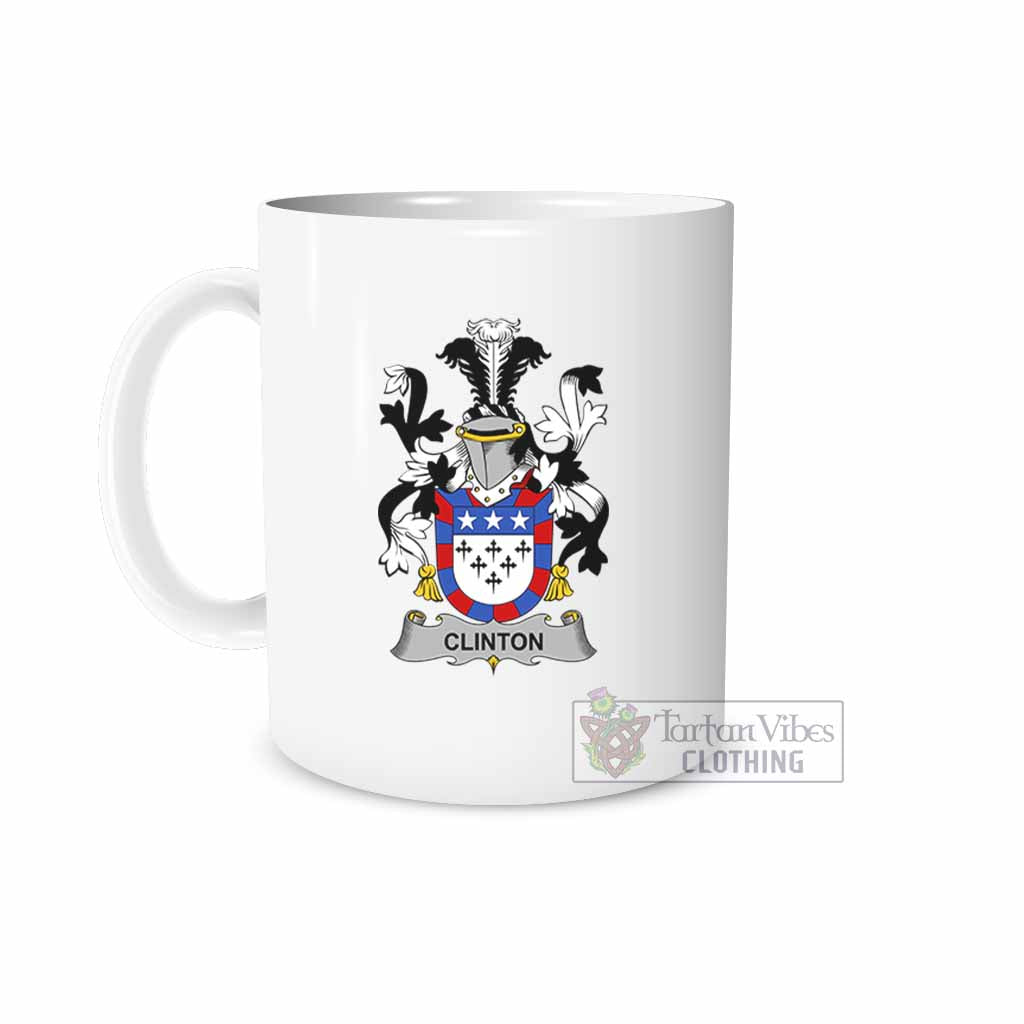 Clinton Irish Clan Coat of Arms Ceramic Mug White - 2D-tartanvibesclothing