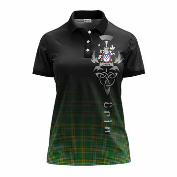 Clinton Irish Clan Women's Polo Shirt with Coat of Arms Erin Go Bragh Celtic Inspired Women - Tartan Vibes Clothing