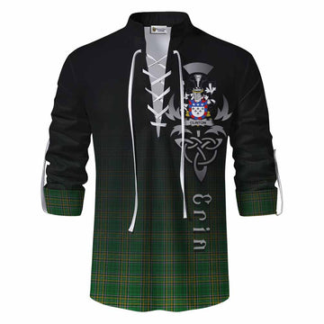 Clinton Irish Clan Ghillie Kilt Shirt with Coat of Arms Erin Go Bragh Celtic Inspired Men - Tartan Vibes Clothing