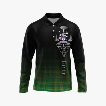Clinton Irish Clan Long Sleeve Polo Shirt with Coat of Arms Erin Go Bragh Celtic Inspired Unisex - Tartan Vibes Clothing