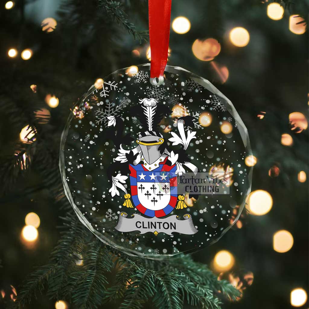 Clinton Irish Clan Christmas Glass Ornament with Coat of Arms - 2D-tartanvibesclothing