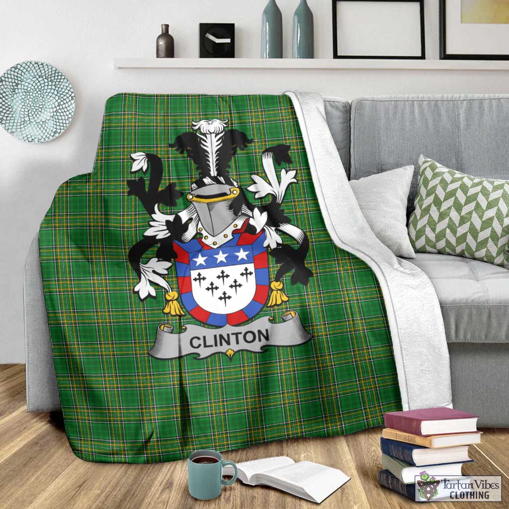 Clinton Irish Clan Tartan Blanket with Coat of Arms - Tartan Vibes Clothing