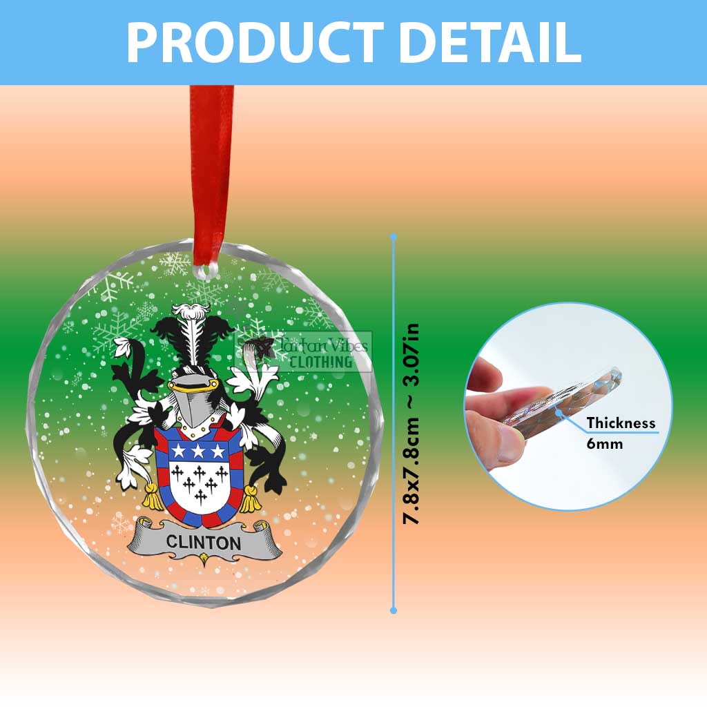 Clinton Irish Clan Christmas Glass Ornament with Coat of Arms - 2D-tartanvibesclothing