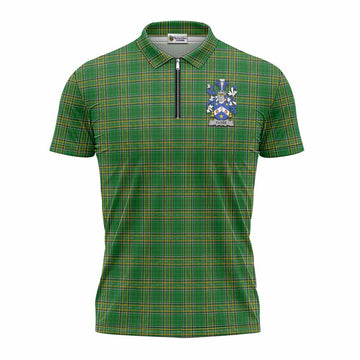 Close Irish Clan Tartan Zipper Polo Shirt with Coat of Arms Unisex - Tartan Vibes Clothing