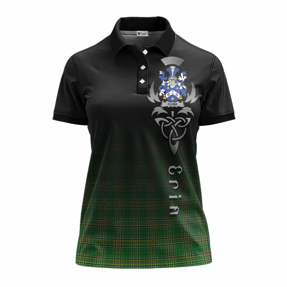 Tartan Vibes Clothing Close Irish Clan Women's Polo Shirt with Coat of Arms Erin Go Bragh Celtic Inspired
