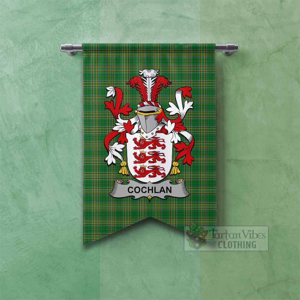 Tartan Vibes Clothing Cochlan Irish Clan Tartan Gonfalon, Tartan Banner with Coat of Arms
