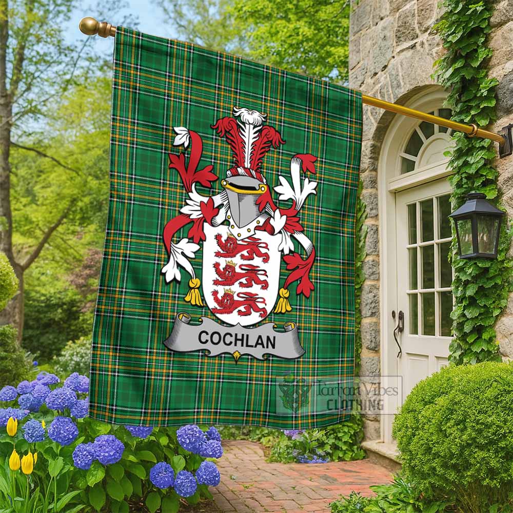 Cochlan Irish Clan Tartan Flag with Coat of Arms