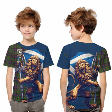 Cochrane Tartan Family Crest Kid T-Shirt with Scottish Majestic Lion