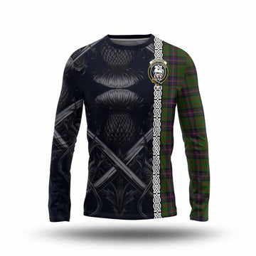 Tartan Vibes Clothing Cochrane Tartan Long Sleeve T-Shirt with Family Crest Cross Sword Thistle Celtic Vibes