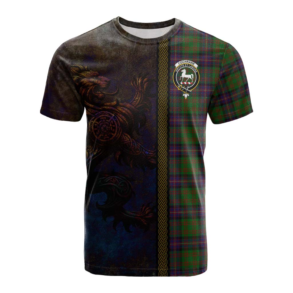 Tartan Vibes Clothing Cochrane Tartan Family Crest Cotton T-shirt Alba Gu Brath Be Brave Lion Ancient Style