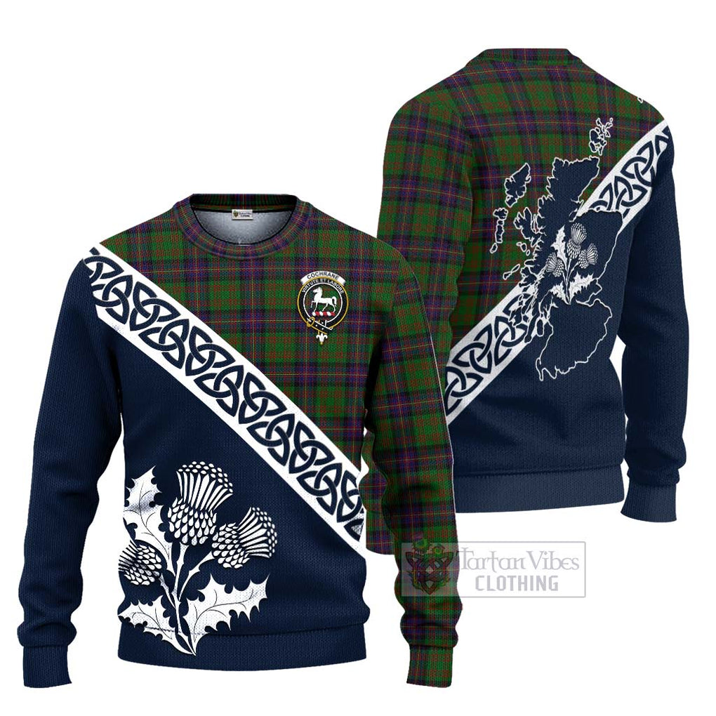 Tartan Vibes Clothing Cochrane Tartan Knitted Sweater Featuring Thistle and Scotland Map