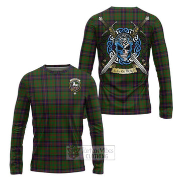 Tartan Vibes Clothing Cochrane Tartan Long Sleeve T-Shirt with Family Crest Celtic Skull Style