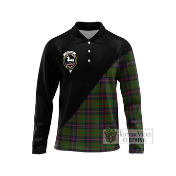 Cochrane Tartan Long Sleeve Polo Shirt with Family Crest and Military Logo Style Unisex - Tartanvibesclothing Shop