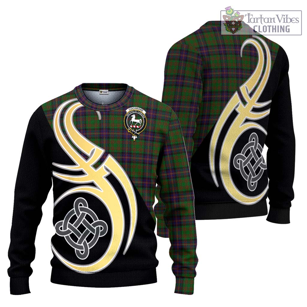 Cochrane Tartan Knitted Sweater with Family Crest and Celtic Symbol Style Unisex - Tartan Vibes Clothing