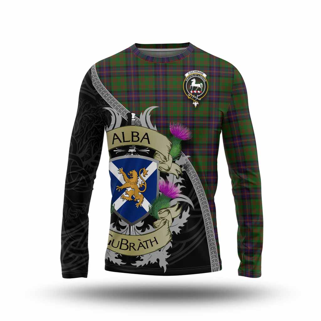 Tartan Vibes Clothing Cochrane Tartan Family Crest Long Sleeve T-Shirt Lion Rampant Royal Thistle Shield Celtic Inspired