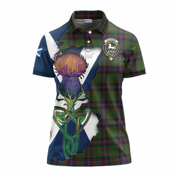 Cochrane Tartan Family Crest Women's Polo Shirt Scottish Thistle Celtic Inspired