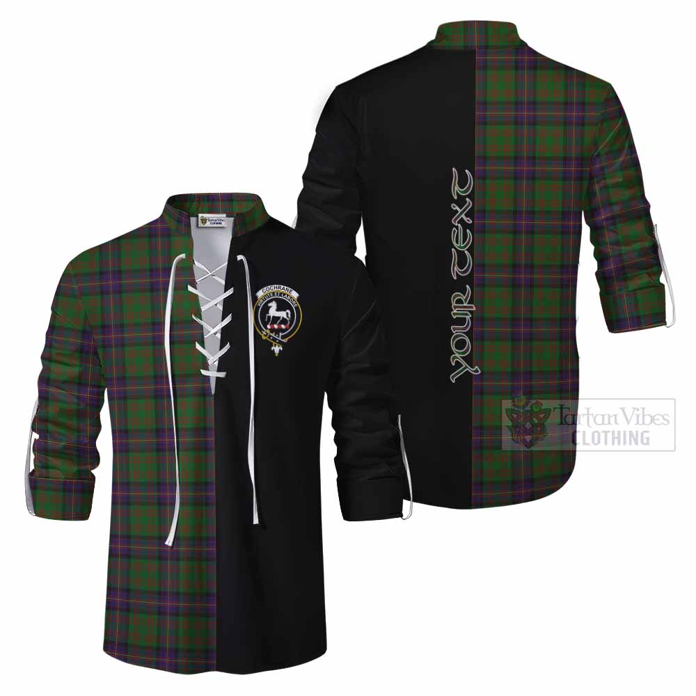 Tartan Vibes Clothing Cochrane Tartan Ghillie Kilt Shirt with Family Crest and Half Of Me Style