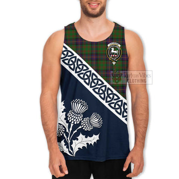 Tartan Vibes Clothing Cochrane Tartan Men's Tank Top Featuring Thistle and Scotland Map