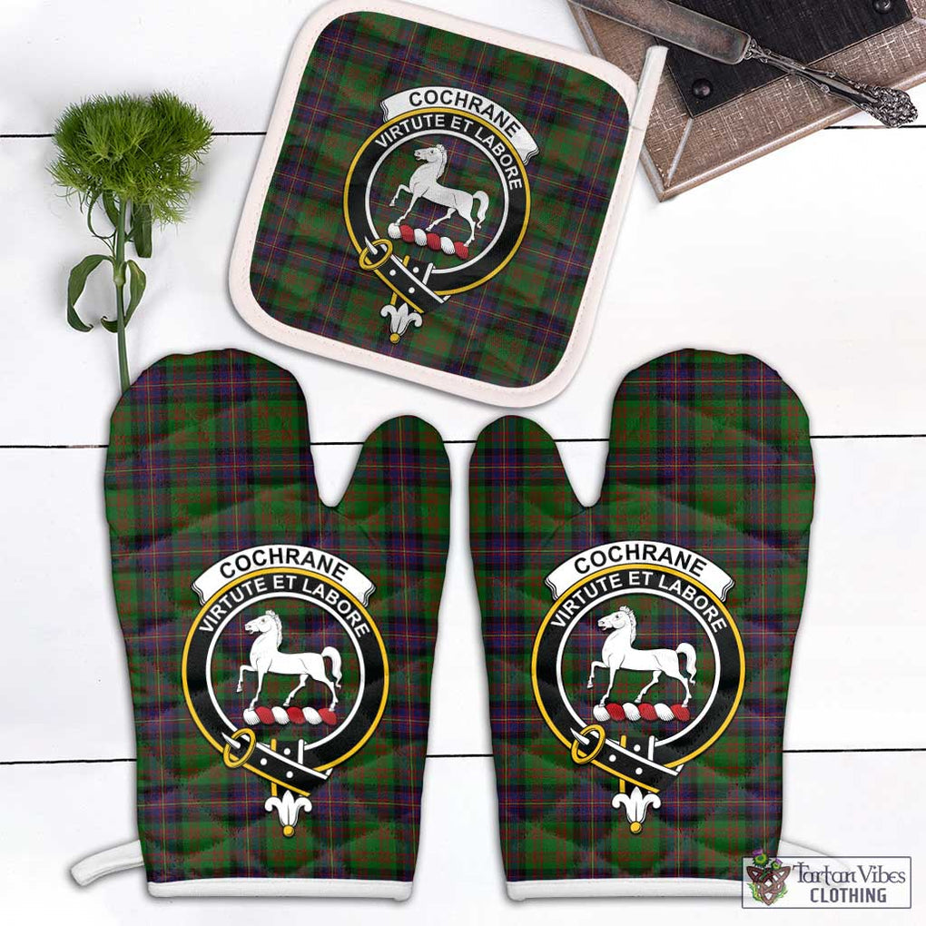 Cochrane Tartan Combo Oven Mitt & Pot-Holder with Family Crest Combo 1 Oven Mitt & 1 Pot-Holder White - Tartan Vibes Clothing