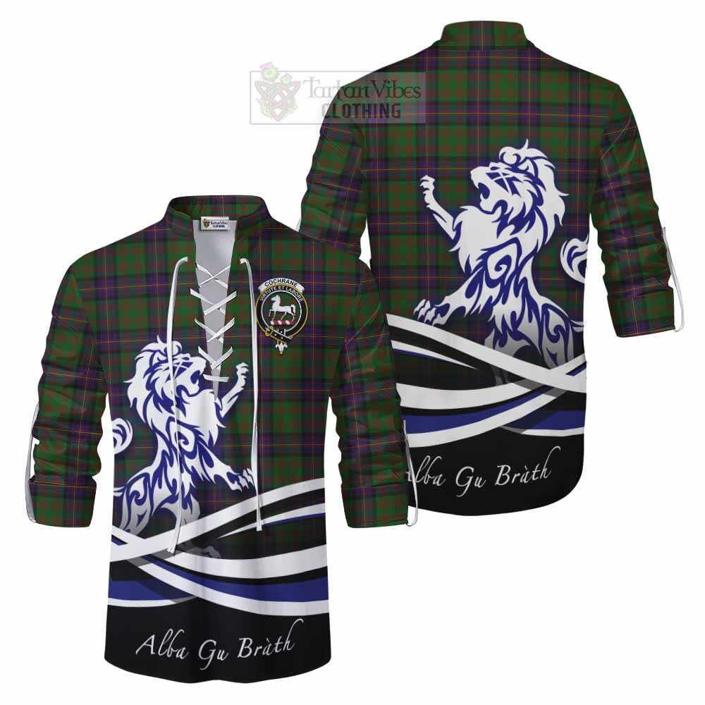 Tartan Vibes Clothing Cochrane Tartan Ghillie Kilt Shirt with Alba Gu Brath Regal Lion Emblem