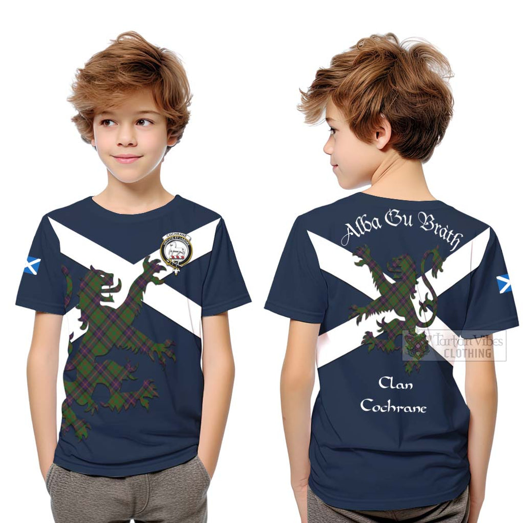 Tartan Vibes Clothing Cochrane Tartan Lion Rampant Kid T-Shirt – Proudly Display Your Heritage with Alba Gu Brath and Clan Name