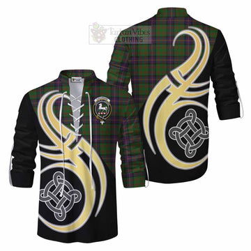 Tartan Vibes Clothing Cochrane Tartan Ghillie Kilt Shirt with Family Crest and Celtic Symbol Style