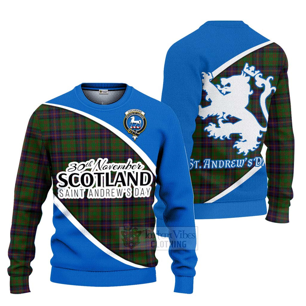 Tartan Vibes Clothing Cochrane Family Crest Tartan Knitted Sweater Celebrate Saint Andrew's Day in Style