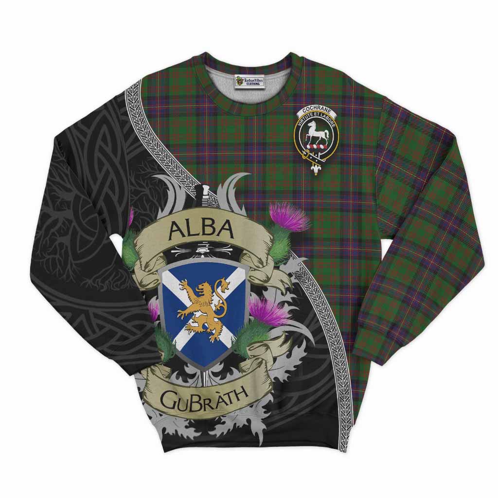 Tartan Vibes Clothing Cochrane Tartan Family Crest Sweatshirt Lion Rampant Royal Thistle Shield Celtic Inspired