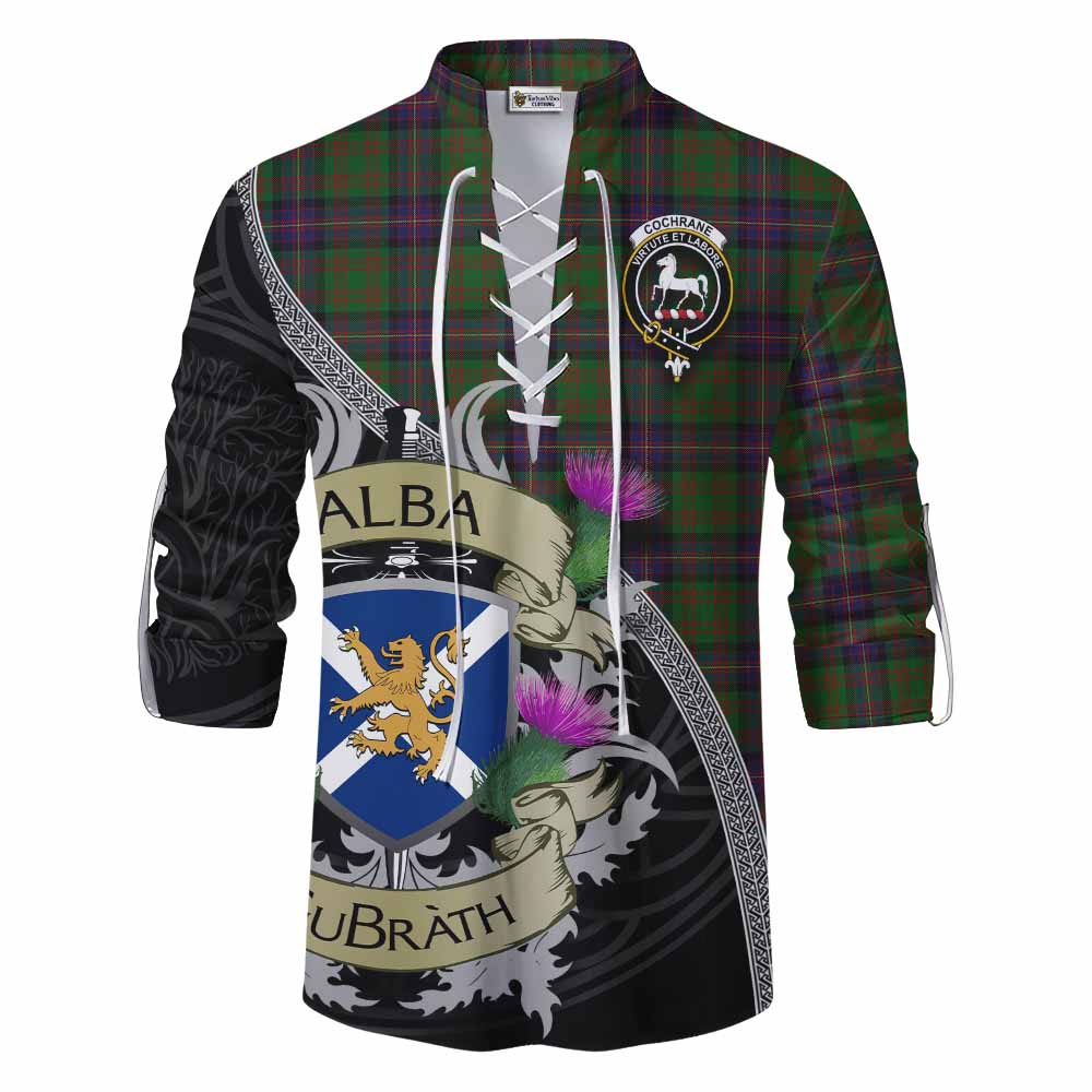 Tartan Vibes Clothing Cochrane Tartan Family Crest Ghillie Kilt Shirt Lion Rampant Royal Thistle Shield Celtic Inspired