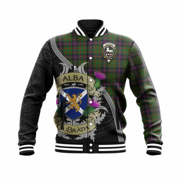 Tartan Vibes Clothing Cochrane Tartan Family Crest Baseball Jacket Lion Rampant Royal Thistle Shield Celtic Inspired