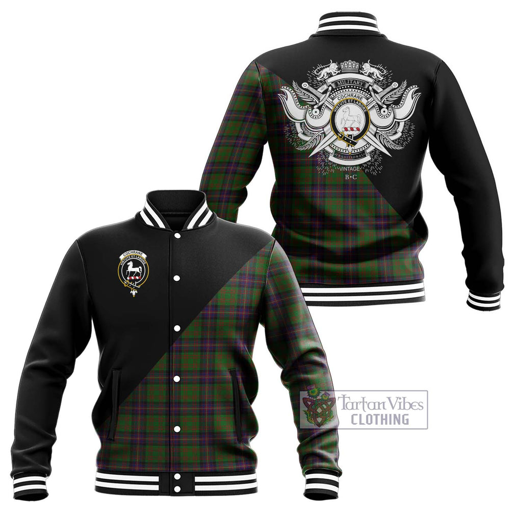 Cochrane Tartan Baseball Jacket with Family Crest and Military Logo Style Unisex - Tartanvibesclothing Shop