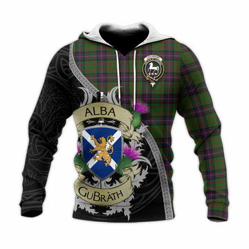 Tartan Vibes Clothing Cochrane Tartan Family Crest Knitted Hoodie Lion Rampant Royal Thistle Shield Celtic Inspired