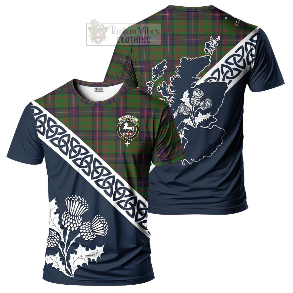 Cochrane Tartan T-Shirt Featuring Thistle and Scotland Map Kid's Shirt - Tartanvibesclothing Store