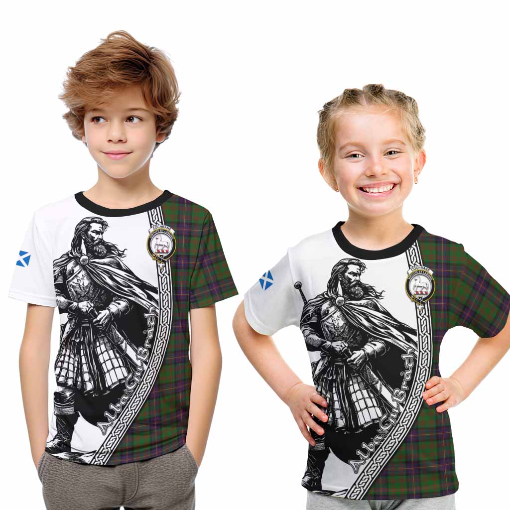 Cochrane Tartan Clan Crest Kid T-Shirt with Highlander Warrior Celtic Style