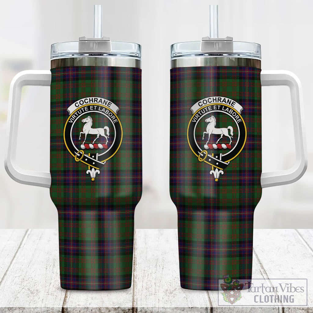 Tartan Vibes Clothing Cochrane Tartan and Family Crest Tumbler with Handle
