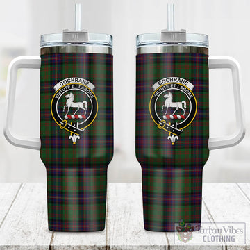 Tartan Vibes Clothing Cochrane Tartan and Family Crest Tumbler with Handle