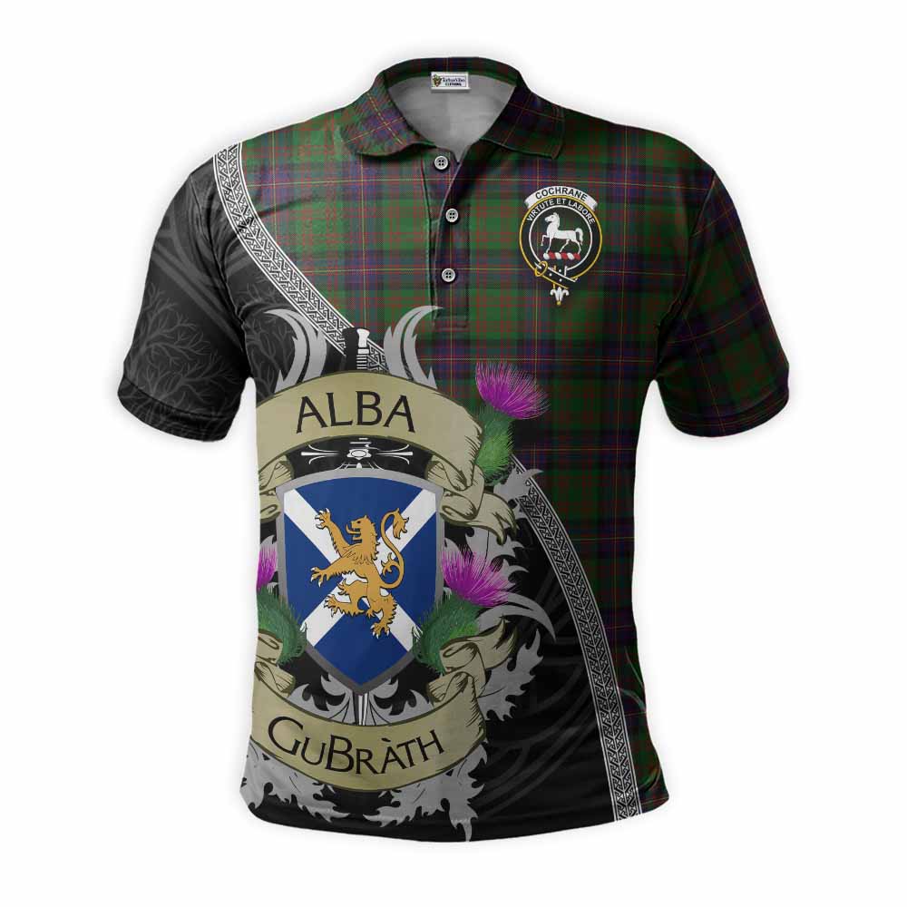 Tartan Vibes Clothing Cochrane Tartan Family Crest Polo Shirt Lion Rampant Royal Thistle Shield Celtic Inspired