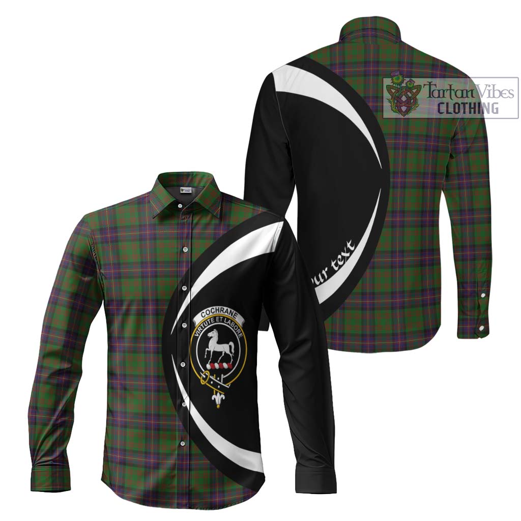 Cochrane Tartan Long Sleeve Button Up with Family Crest Circle Style Men's Shirt S - Tartan Vibes Clothing