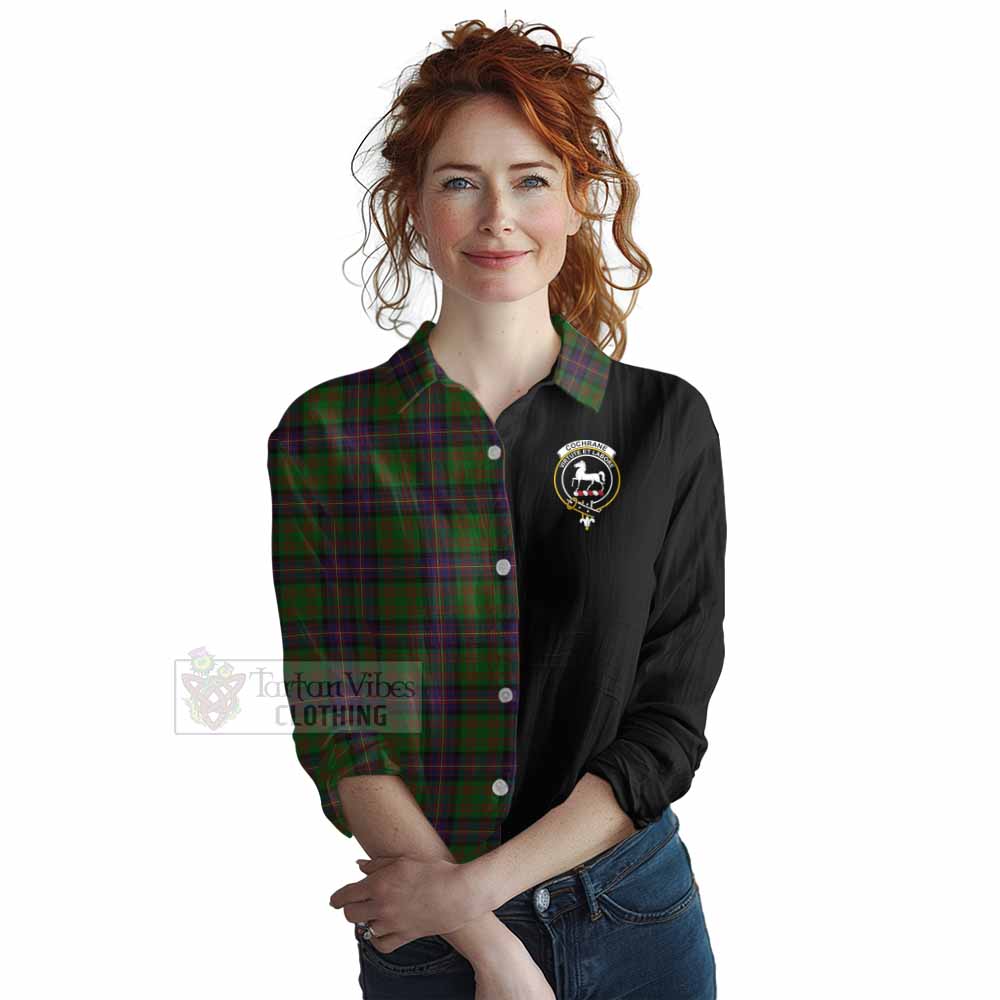 Tartan Vibes Clothing Cochrane Tartan Women's Casual Shirt with Family Crest and Half Of Me Style
