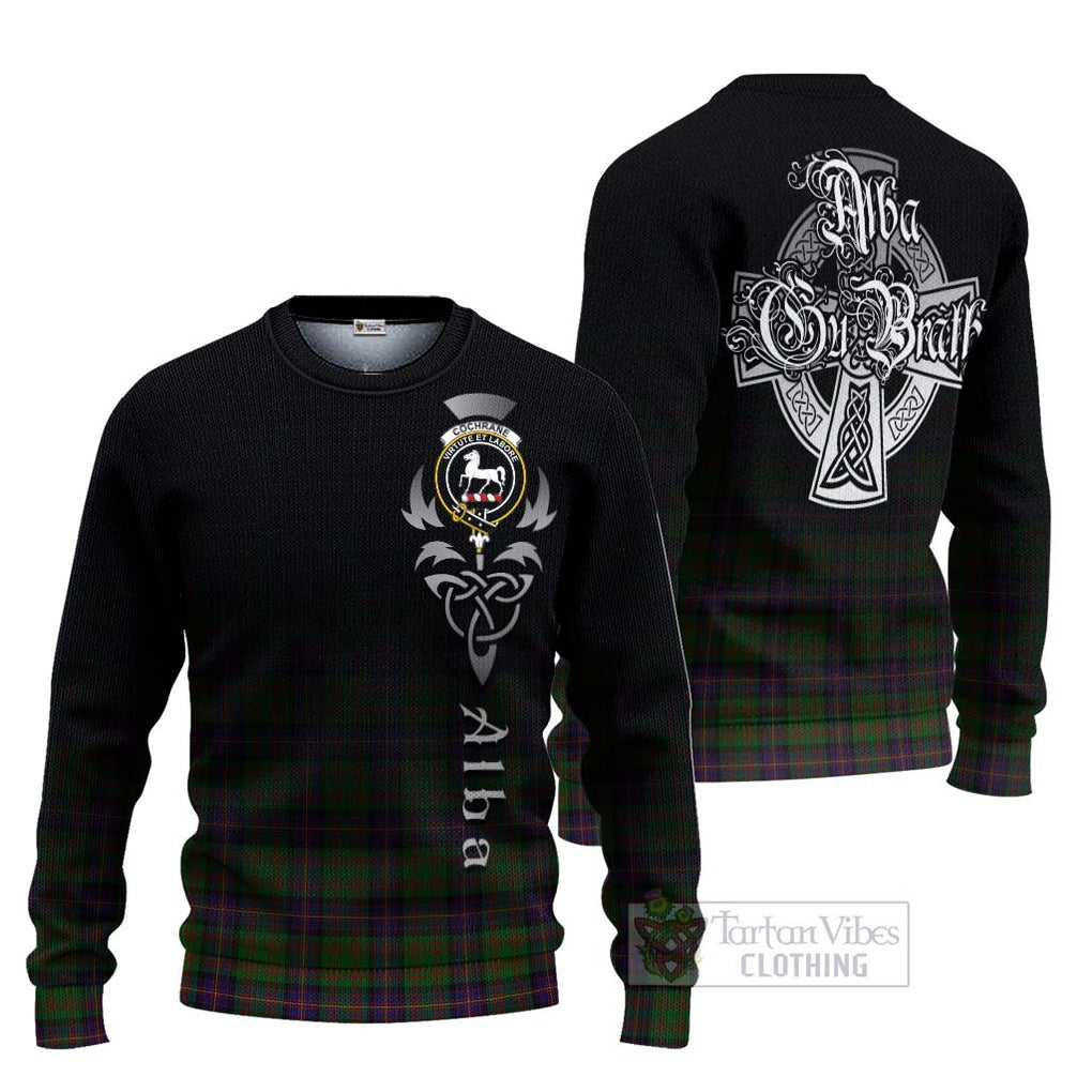 Tartan Vibes Clothing Cochrane Tartan Knitted Sweater Featuring Alba Gu Brath Family Crest Celtic Inspired