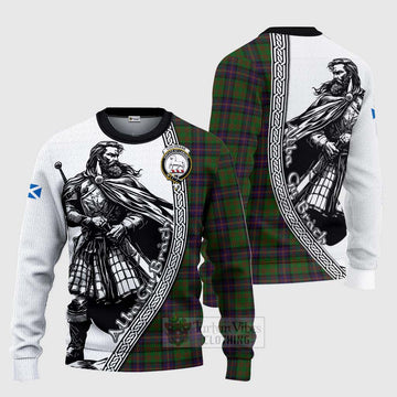 Tartan Vibes Clothing Cochrane Tartan Clan Crest Knitted Sweater with Highlander Warrior Celtic Style