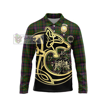 Cochrane Tartan Long Sleeve Polo Shirt with Family Crest Celtic Wolf Style Unisex - Tartanvibesclothing Shop