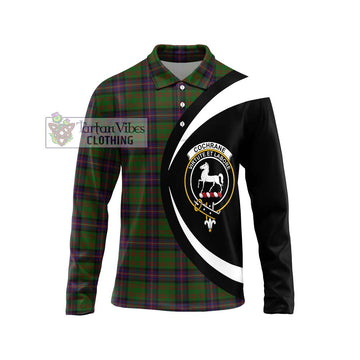 Cochrane Tartan Long Sleeve Polo Shirt with Family Crest Circle Style Unisex - Tartan Vibes Clothing