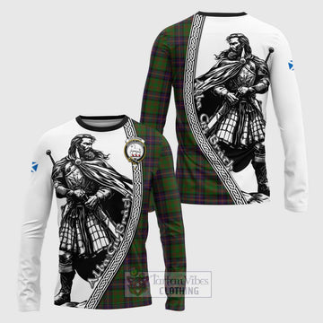 Tartan Vibes Clothing Cochrane Tartan Clan Crest Long Sleeve T-Shirt with Highlander Warrior Celtic Style
