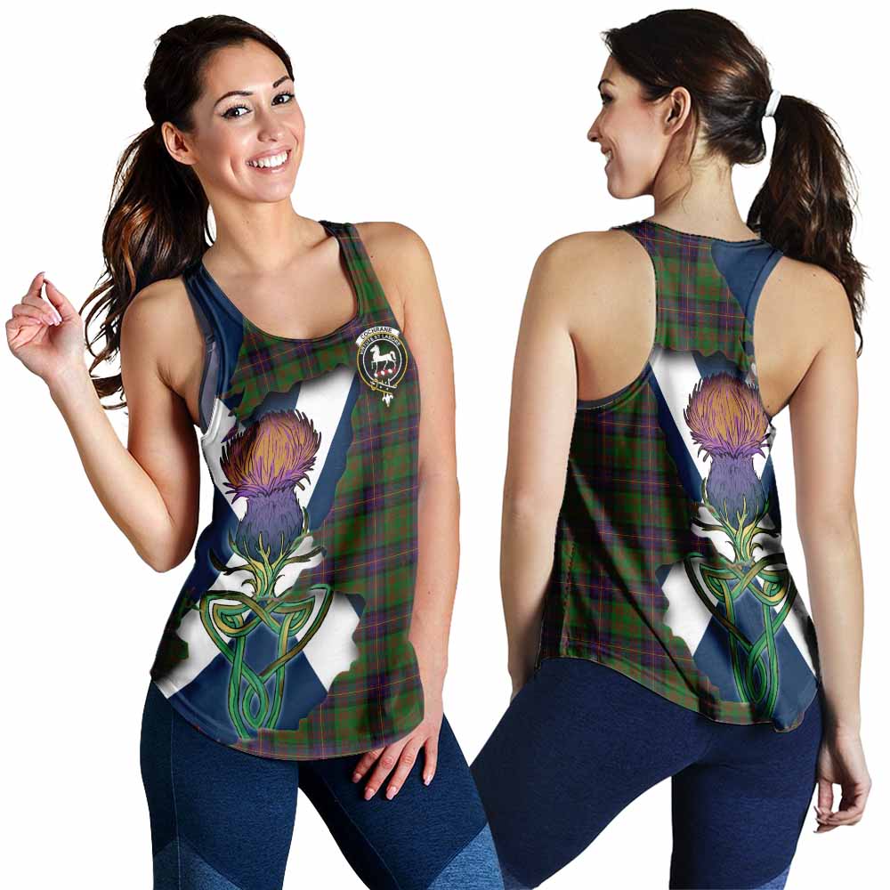 Tartan Vibes Clothing Cochrane Tartan Family Crest Women's Racerback Tanks Scottish Thistle Celtic Inspired