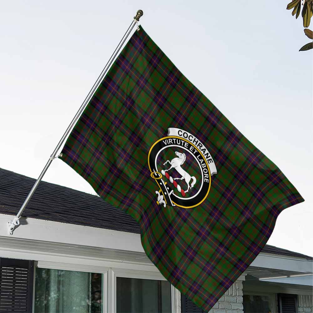 Tartan Vibes Clothing Cochrane Tartan House Flag with Family Crest