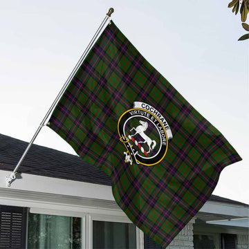 Tartan Vibes Clothing Cochrane Tartan House Flag with Family Crest