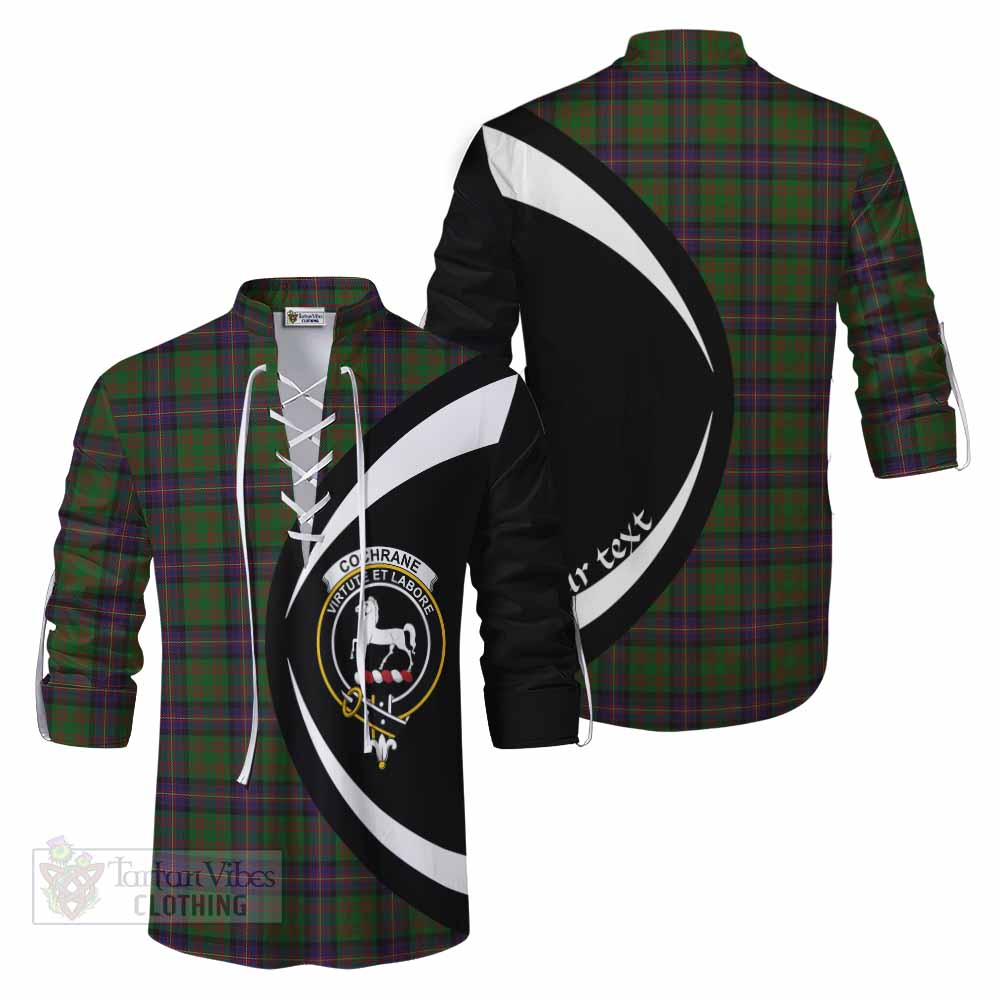Tartan Vibes Clothing Cochrane Tartan Ghillie Kilt Shirt with Family Crest Circle Style